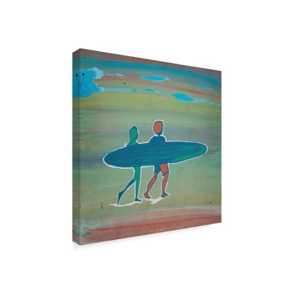 Zwart 'Romantic Surf Silhouette' Canvas Art,14x14